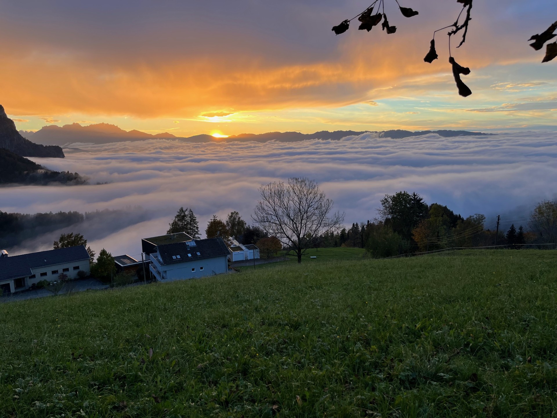 Sonnenuntergang Schwende bei der Ferienstube Dornbirn Kehlegg